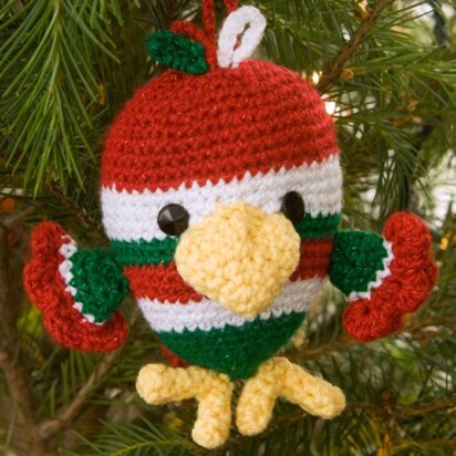 Bird Ornament in Red Heart Super Saver Economy Solids - LW2281