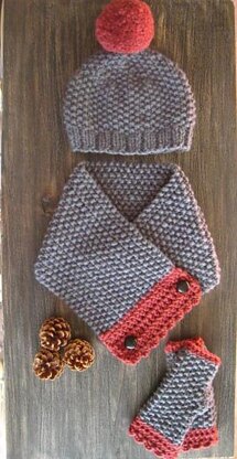 Chunky Moss Stitch Hat, Scarf and Gloves