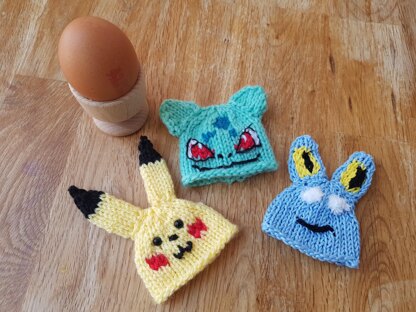 Knitted Pokemon inspired egg cosies