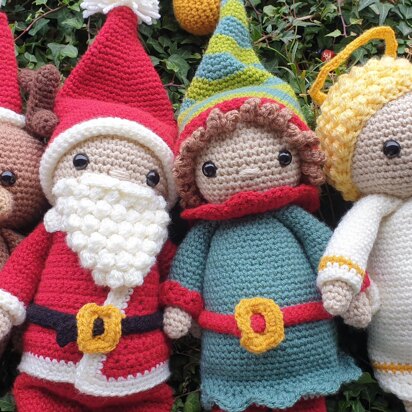 Christmas crochet dolls angel elf rudolph santa claus