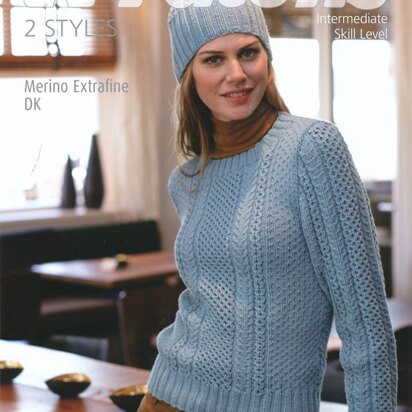 Ladies Classic Jumper and Hat in Patons Merino Extrafine DK - 3944