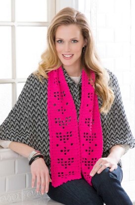 Shimmery Hearts Scarf in Red Heart Shimmer Solids - LW3469