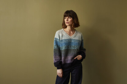 Brampton - Sweater Knitting Pattern For Women in Debbie Bliss Fine Donegal & Angel by Debbie Bliss