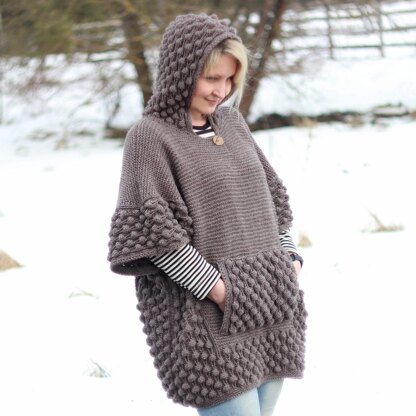 Hooded Raspberry poncho