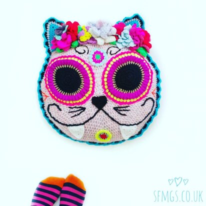 Frida Cat-Lo Sugar Skull Cat Cushion