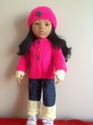 Cosy cardigan and accessories for 18" Dolls.