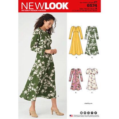 New Look 6574 Misses' Dresses 6574 - Paper Pattern, Size A (6-8-10-12-14-16-18)