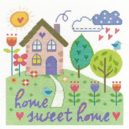 DMC Home Sweet Home 14 Count Cross Stitch Kit - 25.2cm x 18cm