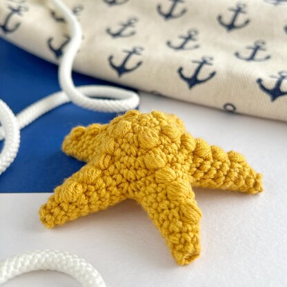 Starfish crochet keychain pattern Amigurumi keyring ocean animal toy Bag charm Car mirror hanging decor