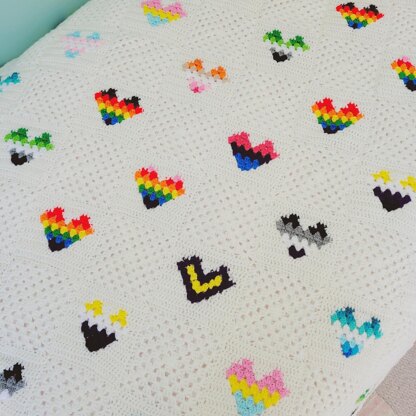Granny Hearts Pride Blanket