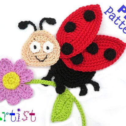 Ladybug crochet applique pattern