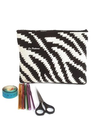 Zebra Tapestry Crochet Clutch