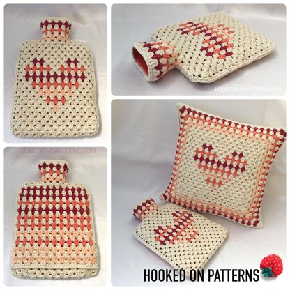 Granny Heart Hot Water Bottle Cover