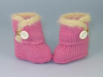 Baby Fur Trim One Button Booties (Bootees)