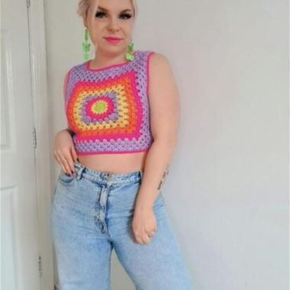 Granny Square Crochet Crop Top