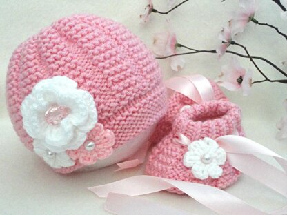 Knitting PATTERN Booties and Hat Baby Set Anna