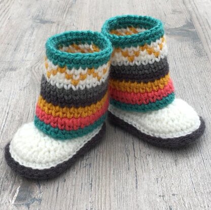 Fair Isle Mukluk Booties Crochet Pattern