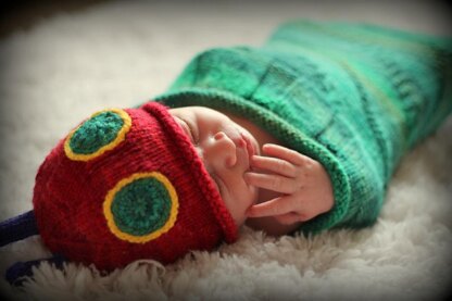 Knitted Hungry Caterpillar Sleep Sack and Hat
