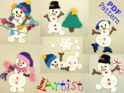 Snowman crochet applique pattern