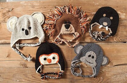 Crochet earflap hat (animal zoo)