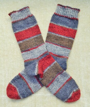 Toe-up Socks Using Self-Striping Yarn