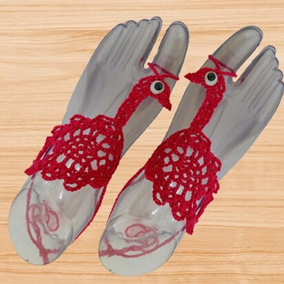 A crochet goose barefoot sandal