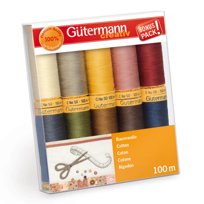 Gutermann Thread Set: Natural Cotton C Ne 50: 10 x 100m: Colour Assortment 3
