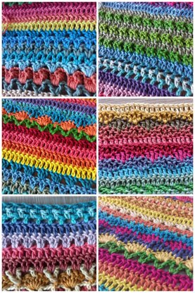 Mixed Crochet Stitches Sampler Multiple Blanket Sizes in one Pattern