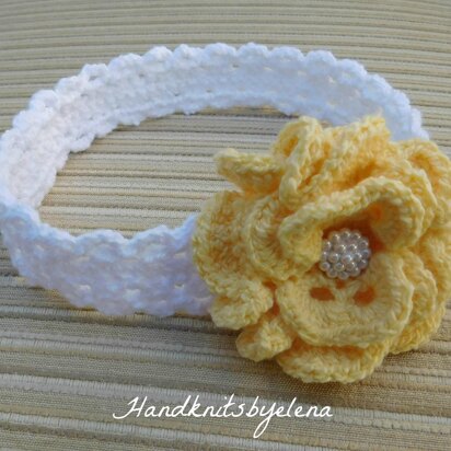 Yellow Rose Crochet Headband