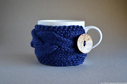 Knit Cup Cozy, Cabled Cup Cozy, Cabled Coffee Cozy, Coffee Sleeve