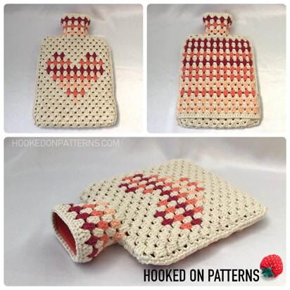 Granny Heart Hot Water Bottle Cover