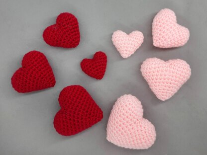 Hearts amigurumi, 4 sizes