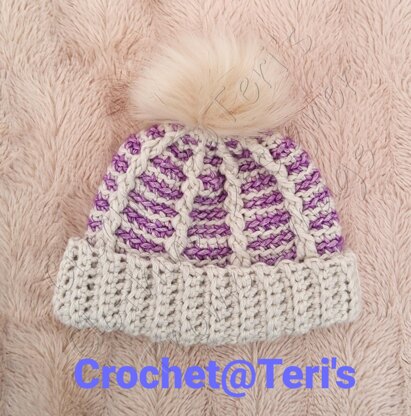 Cable Mosaic Bobble Hat