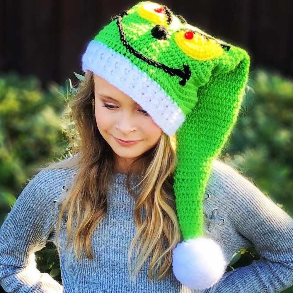 Grinch Christmas Elf Hat Crochet pattern by Ava Girl Designs