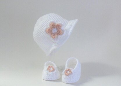 Baby Girl Bonnet and Slippers