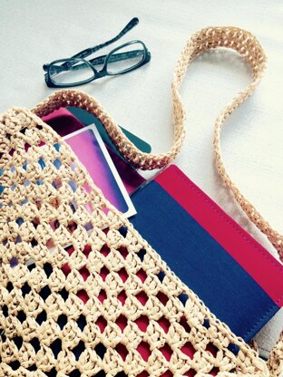 Granny Square Raffia Bag