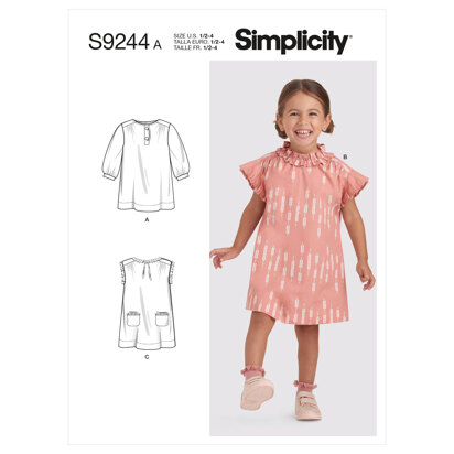 Simplicity Toddlers' Dresses S9244 - Paper Pattern, Size A (1/2-1-2-3-4)