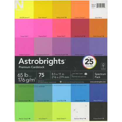 Neenah Paper Neenah Astrobrights Spectrum Cardstock Pack 8.5"X11" 75/Pkg - 25 Colors