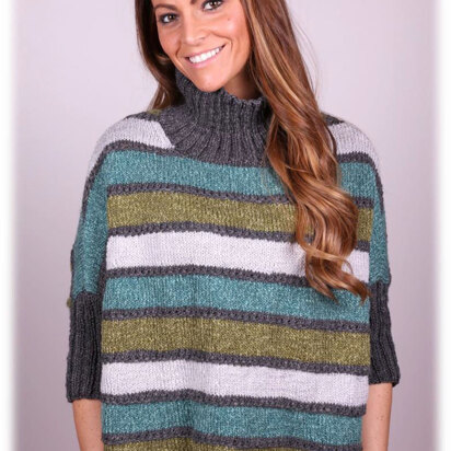 Striped Poncho in Plymouth Yarn Merino Textura - 3023 - Downloadable PDF - knitting pattern