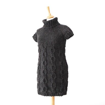 Cable Knitted Dress for Women - Ocean