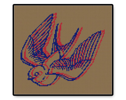 3D Swallow - PDF Cross Stitch Pattern