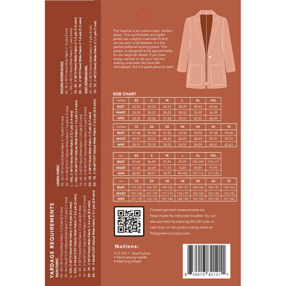 Friday Pattern Company Heather Blazer FPC-HB029 - Sewing Pattern