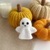Crochet ghost pattern no sew Amigurumi ghost keychain charm Halloween ornament Car mirror hanger Keyring crochet bag charm