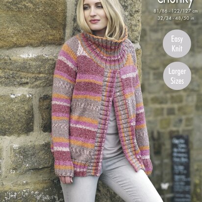 Ladies Sweater Jackets in King Cole Drifter Chunky - 4598 - Downloadable PDF