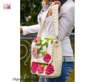 Bag and backpack with roses crochet Irish lace