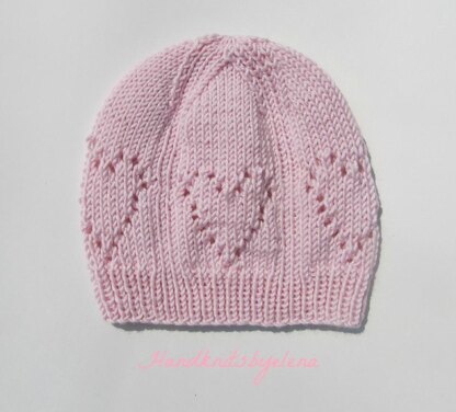 Hearts and Ribbing Hat for a Lady