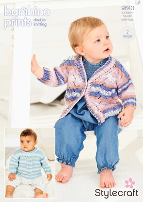 Cardigan and Sweater in Stylecraft Bambino Prints DK - 9843 - Downloadable PDF