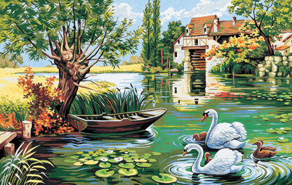 Royal Paris Mill Swans Needlepoint Canvas
