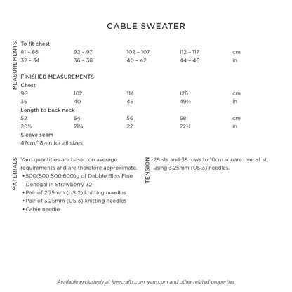 Cabled Sweater - Sweater Knitting Pattern For Women in Debbie Bliss Fine Donegal by Debbie Bliss