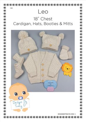 Leo Unisex Baby Knitting Pattern 0-6 months 18" chest